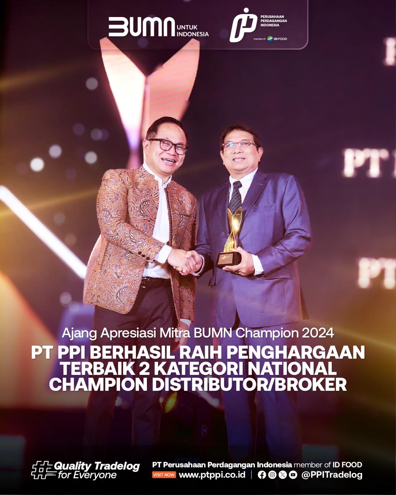 PT PPI Berhasil Raih Penghargaan Terbaik 2 Kategori National Champion Distributor/Broker